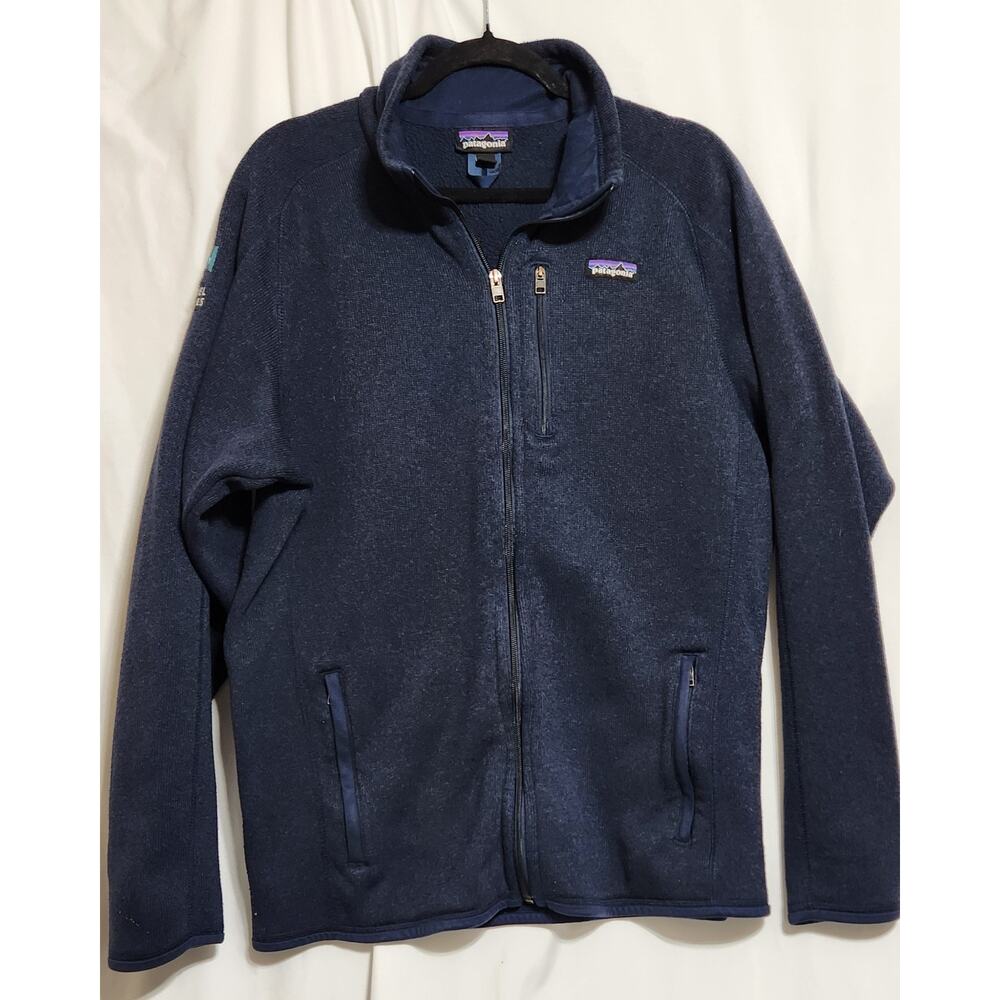 Patagonia Worn Wear Men's Full Zipper Fleece Jacket XL‎ Blue EUC Company Logo